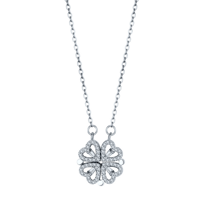 Silver Clover Hearts Necklace