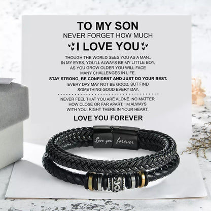 Leather Bracelet - I love you “To my Son”