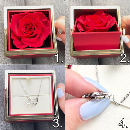 Engraved Name Necklace - With Real Rose