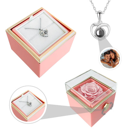 Personalized photo necklace - With Real Rose