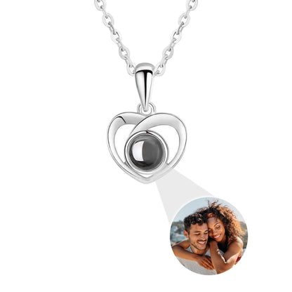 Personalized photo necklace - With Real Rose