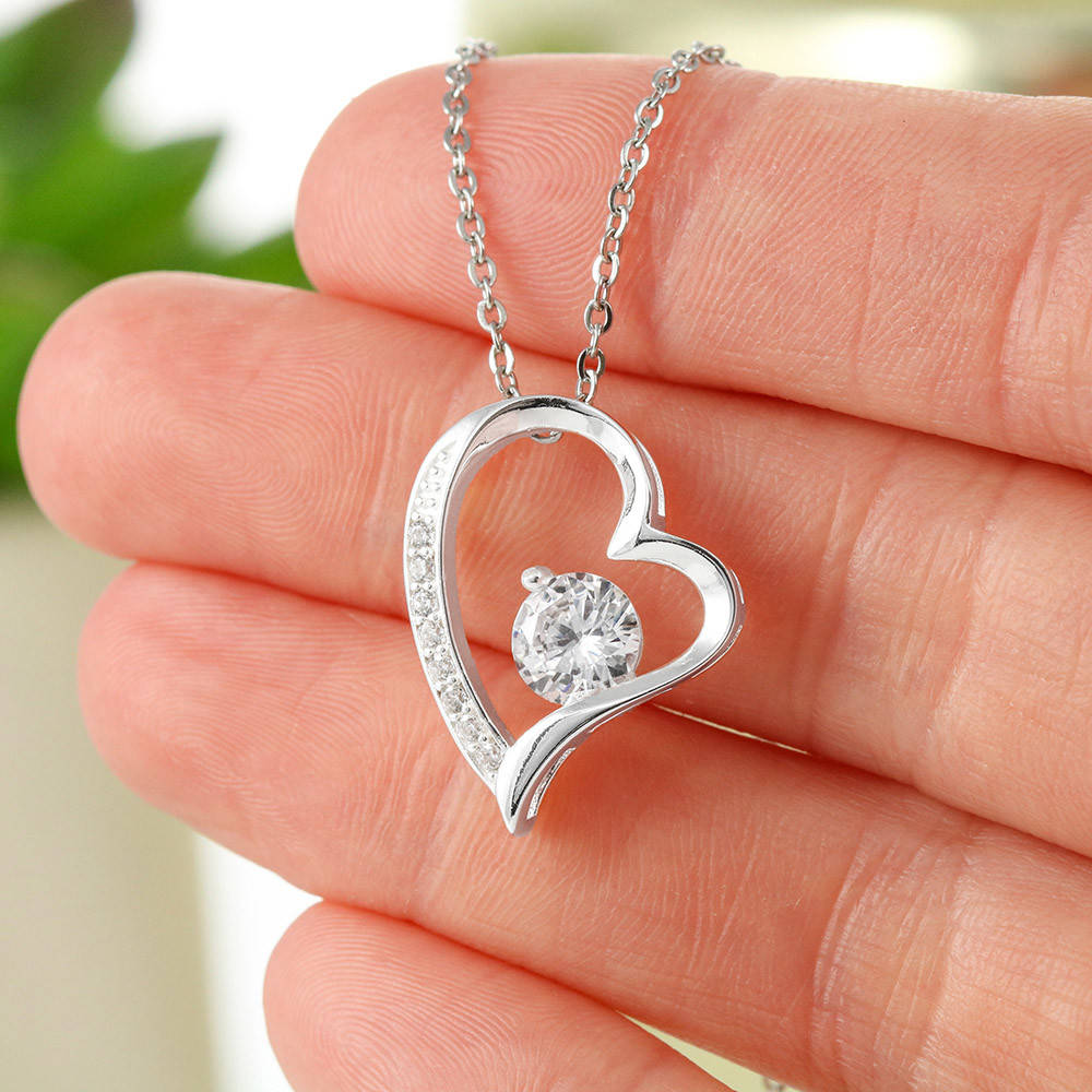 14k White Gold Necklace - With real Rose - To my Love